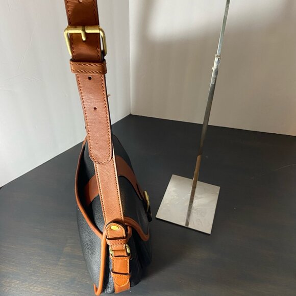 Vintage Liz Claiborne Pebbled Leather Satchel – Navy & Cognac - Picture 9 of 9